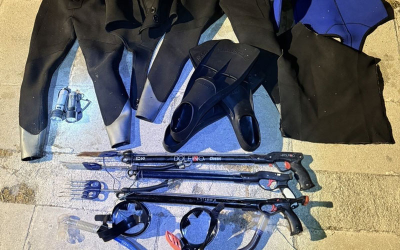 Εντοπισμός και κατάσχεση αλιευτικού εξοπλισμού για παράνομη νυχτερινή υποβρύχια αλιεία